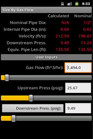 HVAC Pipe Sizer - Gas High
