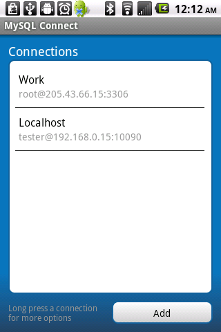 mysql-connect for android screenshot