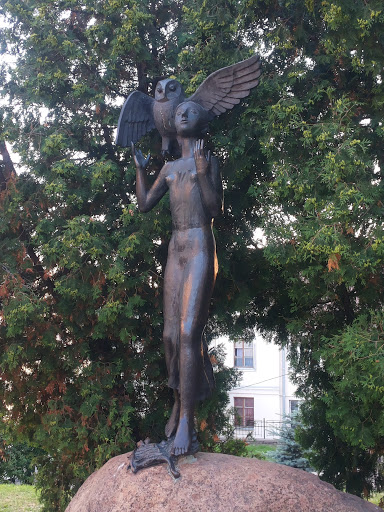 Girl and Owl Sculpture
