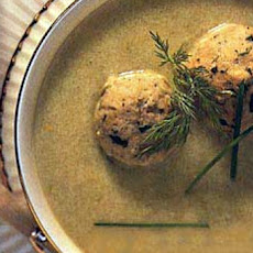 Celery and Parsnip Soup with Green Onion-Dill Matzo Balls