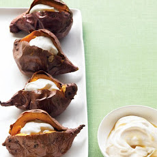 Baked Sweet Potatoes with Maple Sour Cream