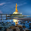 Macau - Kun Iam Statue - Ponte Da Amizade by Fabrizio Vendramin - Buildings & Architecture Statues & Monuments ( water, statue, science center, macau, stone, night, bridge, ponte da amizade, reflex, kun iam statue, china )