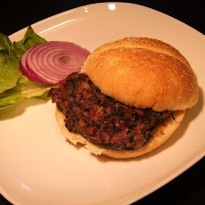 Beef Burger with Spinach, Roasted Poblanos, and Caramelized Onions