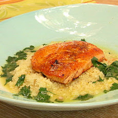 Arctic Char with Tangerine-Habanero Glaze and Meyer Lemon Couscous Broth