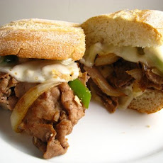Crock Pot Italian Beef Philly Cheese Steak Garlic Bread Sandwich