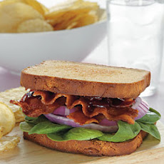 Bacon, Spinach, and Red Onion Sandwiches with Raspberry-Chipotle Mustard