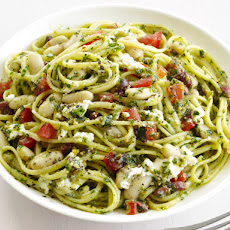 Linguine With Almond Pesto and Beans