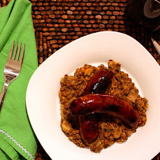 Sausage Over Creamy Lentils