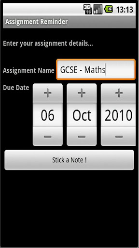 Assignment Reminder Widget