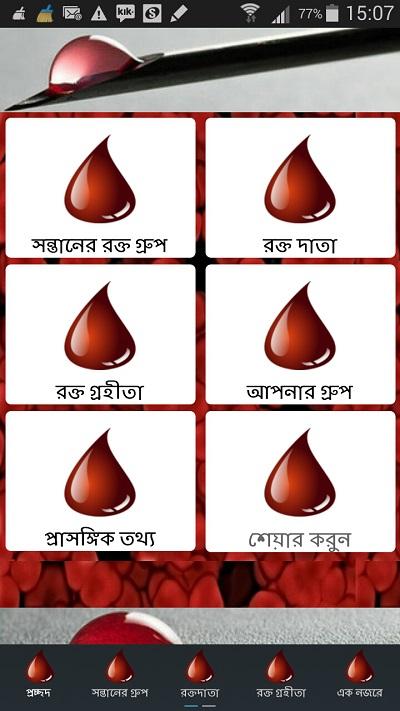 Android application রক্তের গ্রুপ (Blood Group) screenshort