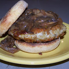 Onion and Mushroom Smothered Super Swiss Turkey Burgers