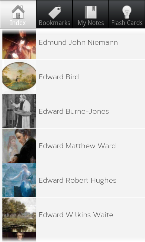 Android application British Painters &amp; Artists screenshort