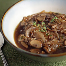 Mushroom Soup with Red Wine and Brie
