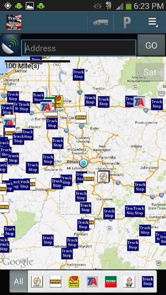 Android application Truck Stops Pro screenshort