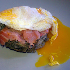 Artichoke Heart with Smoked Salmon and Fried Egg Over Easy