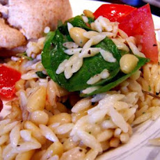 Elegant Orzo With Wilted Spinach, Feta and Pine Nuts