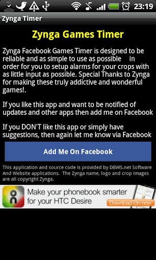 Zynga Games Timer for Android