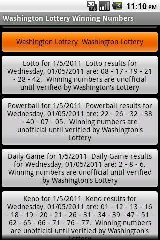 Washington Lottery Winning Num