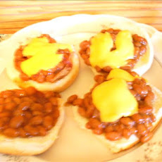 Pork & Beans & Cheese Open Face Sandwiches