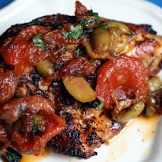 Moroccan Chicken with Eggplant, Tomatoes, and Almonds