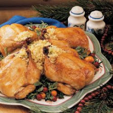 Orange-Glazed Cornish Hens
