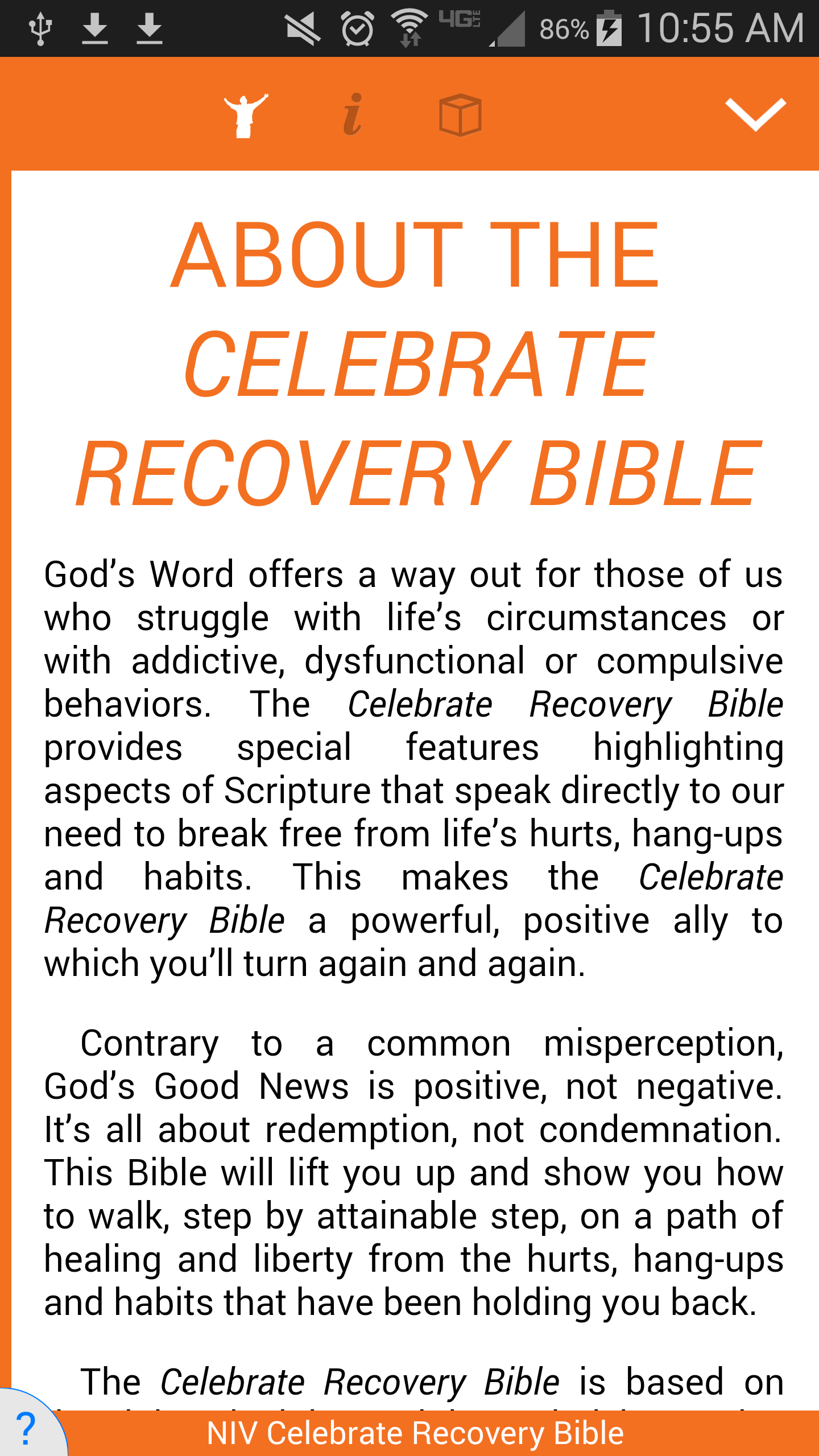 Android application Celebrate Recovery Bible screenshort
