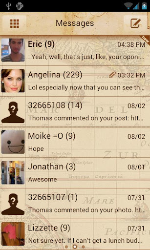 Go SMS Antique Map Theme