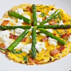 Ramp and Bacon Omelette with Asparagus and Goat Cheese