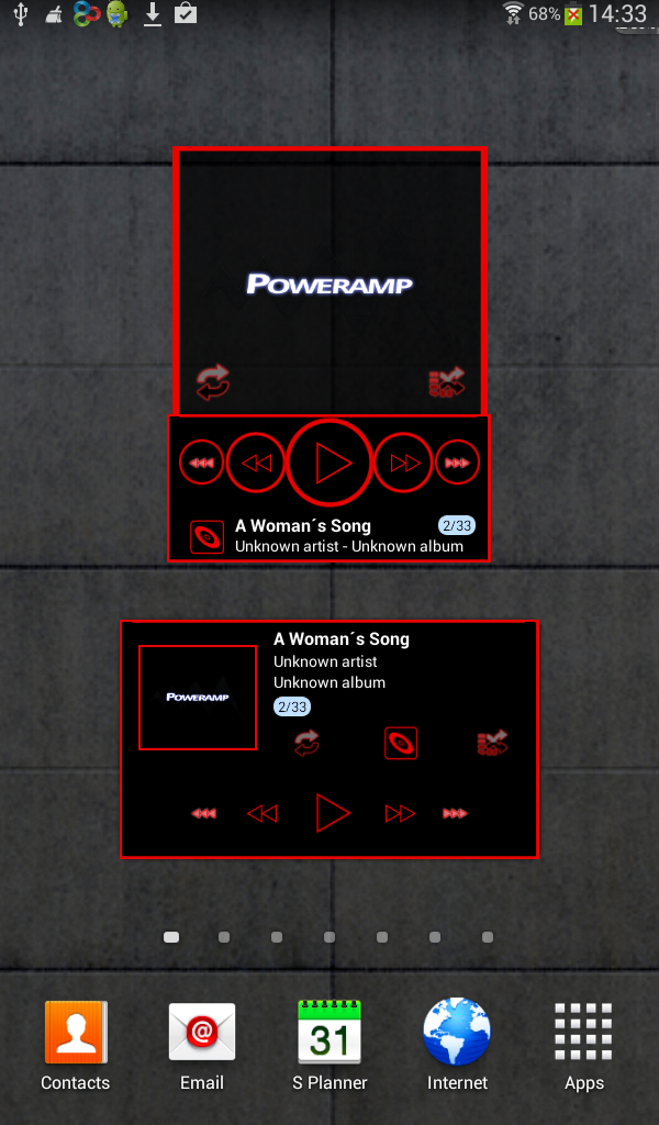 Android application Poweramp skin widget TRON RED screenshort