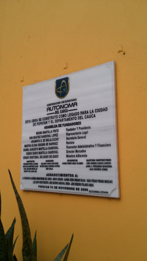 Placa Conmemorativa Fundación Uniautonoma