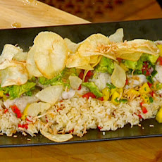 Poached Grouper with Mango Salsa and Coconut Cilantro Rice Pilaf