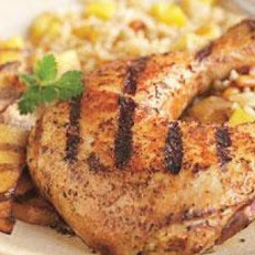 Grilled Tandoori-Style Chicken and Mangoes with Mango Jasmine Rice