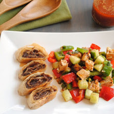 Gazpacho Chopped Salad with Bacon-Balsamic Strudel