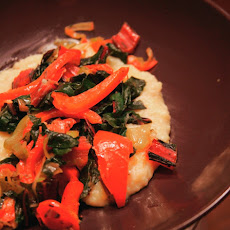 Swiss Chard, Leek and Red Pepper Sautee over Cheesy Polenta