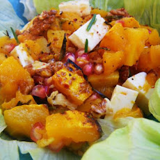 Salad of Warm Butternut Squash, Pomegranate and Greens