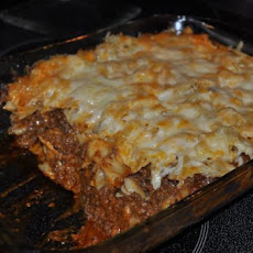 Cheesy Layered Ground Beef and Pasta Casserole