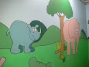 Pinky Elephant and Rhino Mural