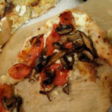 White Pizza with Slow Roasted Tomatoes and Mushrooms