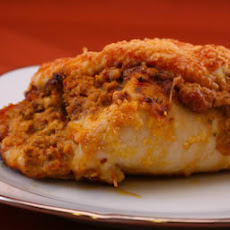 Baked Chicken Stuffed with Sun-Dried Tomato Pesto, Basil, and Goat Cheese