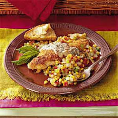 Spicy Catfish with Vegetables and Basil Cream