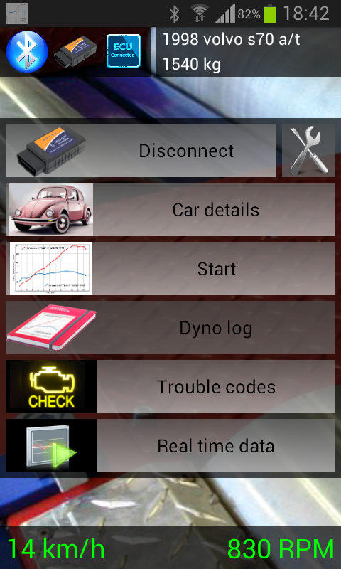 Android application OBD 2 Dyno + Diagnostic screenshort