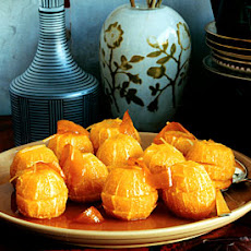 Poached Oranges with Candied Zest and Ginger