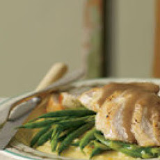 Orange-Balsamic Chicken with Asparagus, Green Beans and Polenta