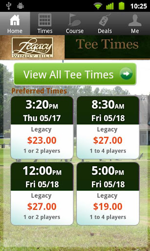 Legacy Golf Links Tee TImes