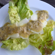 Kohlrabi salad with lemon caper dressing