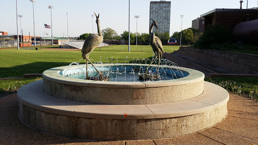 Heron on Lotus Fountain