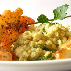 Grilled Shrimp and Pitas With Chickpea Puree
