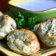 Chicken Pecan Bites with Blue Cheese Dip