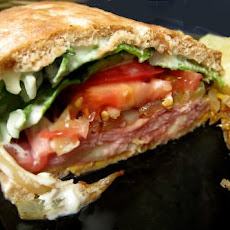 Grilled Ham and Swiss Sandwich With Grilled Onions on Toast