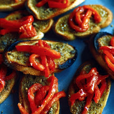 Anchovy Fennel Toasts with Roasted Red Peppers